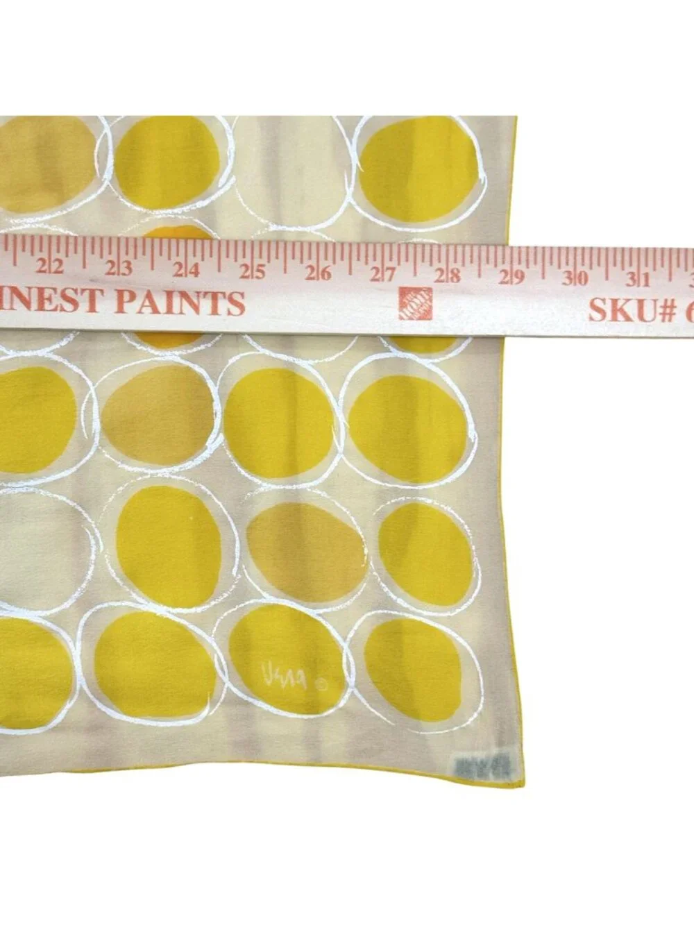 Vintage 1960s Vera Neumann Women’s Yellow Abstract Circle Silk Scarf 29x29